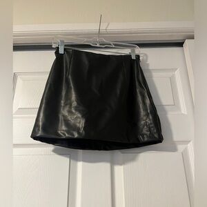 Black vegan leather skort